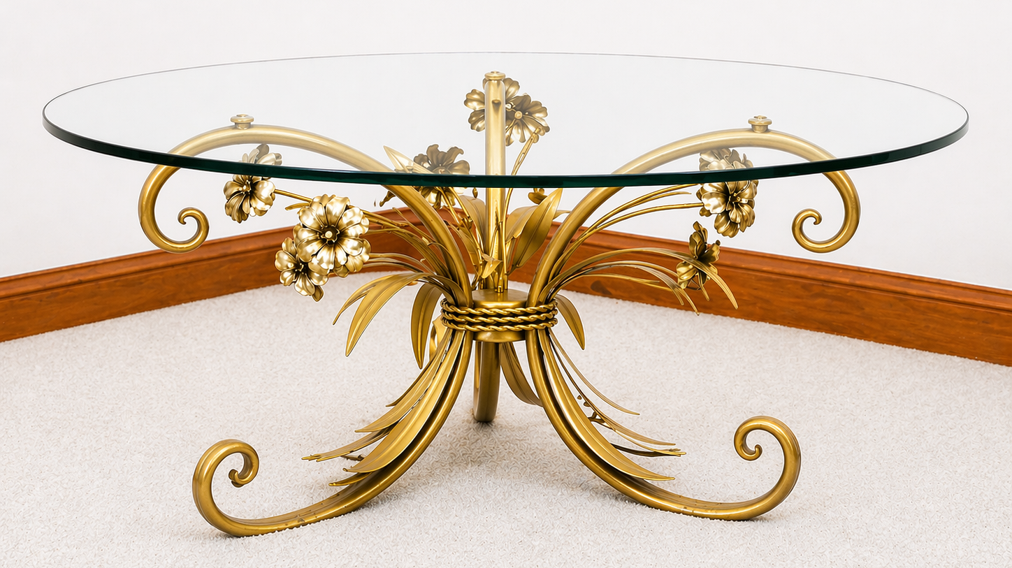 Hollywood Regency Glass Table